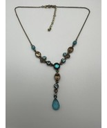 Blue Crystal Y Lariat Necklace by AVON Adjustable - £15.91 GBP