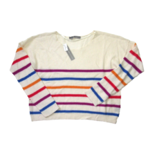 NWT 360Cashmere Ivory Rainbow Striped Relaxed Fit Cashmere Boatneck Swea... - £73.37 GBP