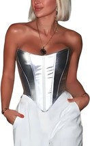 Silver Leather Corset Top - £46.99 GBP