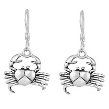 Aqua Lover Crab Zodiac Sign Cancer Sterling Silver Dangle Earrings - £12.34 GBP