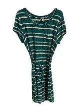Merona Green and White Striped T-shirt Short Sleeved Dress  Size L - £10.29 GBP