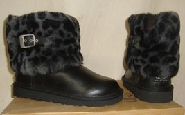 Ugg Australia Kids Ellee Black Leopard Cuff Boots Toddler Size Us 12 Nib 1003723 - $68.11