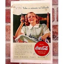 1940s Coca Cola Smiling Woman Refresh - Vtg Coke Soda Print Ad Ephemera - $9.89