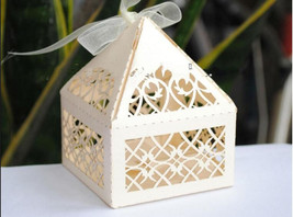 6*6*7.5cm 100pcs Laser cut gift box,Cake Packaging Box with ribbon,weddi... - $63.00