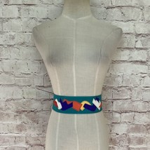 80/90s Belt Vintage Women 33-37&quot; New Kids Miami Vice Fabric Color Block - £20.96 GBP