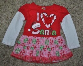 Girls Shirt &amp; Leggings Christmas 2 Pc Holiday I LOVE SANTA Red Healthtex... - £13.45 GBP