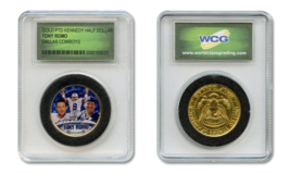 TONY ROMO Dallas Cowboys Colorized JFK Half Dollar U.S. Coin in Slabbed Holder - £7.47 GBP