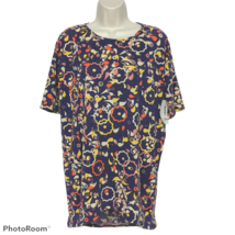Lularoe Irma Hi-Low Tunic Size XXS Purple Yellow Orange Geometric Short ... - $17.33
