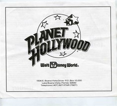 Planet Hollywood Menu Buena Vista Drive Walt Disney World Florida  - $17.82
