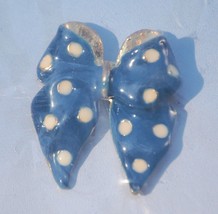 TH Bow Pin Blue with White Polka Dots Jewelry - $6.92