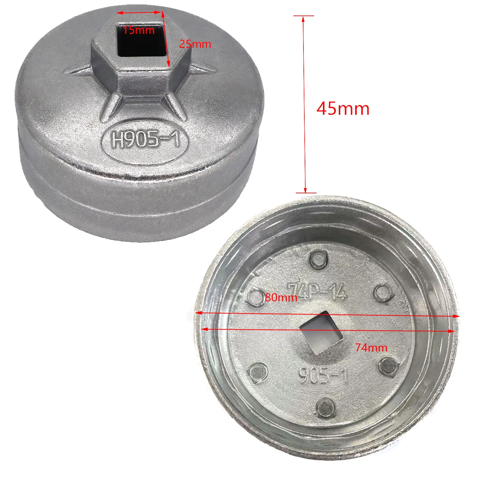 1pc Car Oil Filter Cap Socket Wrench Silver 74mm x 14 Flute Removal Tool For V - £12.03 GBP