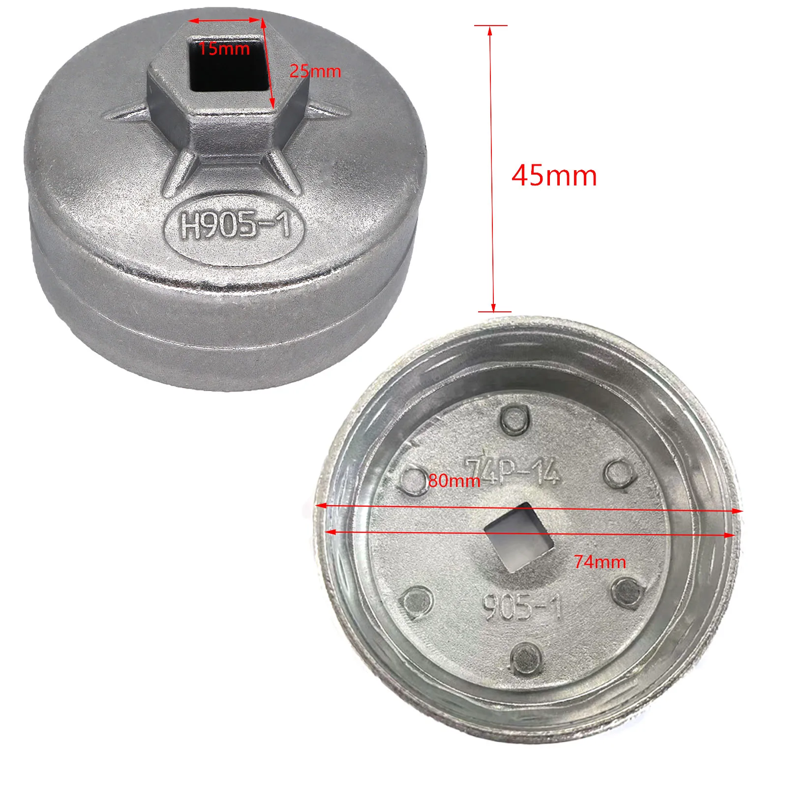 1pc Car Oil Filter Cap Socket Wrench Silver 74mm x 14 Flute Removal Tool For V - £12.26 GBP