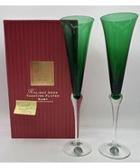 Lenox 1998 Champagne 11” Holiday Gems Toasting Flutes Set Of 2 Emerald N... - £71.93 GBP