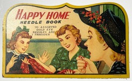 Vintage Happy Home Rust Proof Needle Book ￼Sewing Nickel Plated 70 Needl... - £5.43 GBP