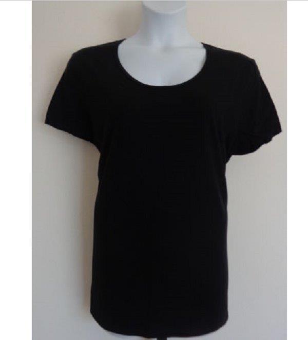 New Just My Size 1X  Scoop Neck Cotton Jersey Women&#39;s Tee Shirt Black  - $3.95