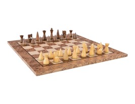 Luxury Handmade Chess Set, Wooden Chessmen with BURL Oak chess Board VENICE - £249.18 GBP
