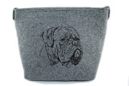 Dog de Bordeaux 3,Felt, gray bag, Shoulder bag with dog, Handbag, Pouch - $39.99