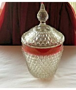 Vintage Indiana Glass Diamond Point Cookie Jar With Lid Ruby Flashed Mint - £19.22 GBP