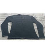 John Varvatos  Men&#39;s Black Henley Thermal Waffle Knit 100% Cotton Size L... - $65.93 CAD