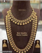 Indian Women Temple Necklace Set Gold Plated Fashion Jewelry Wedding Traditional - £30.81 GBP