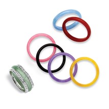 PalmBeach Jewelry Multicolor Jade 8-Piece Ring Set in .925 Sterling Silver - £96.73 GBP