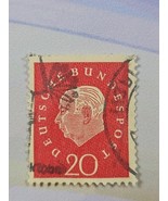 Germany Stamp Theodor Heuss 20pf Used 795 Fancy Cancel/Floral Design - $2.72 CAD