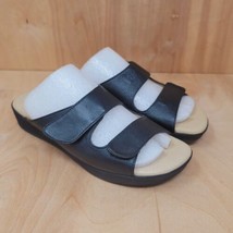 Capricho Womens Sandals Size 6.5 Black Wedge Casual Strap Slides - $25.87