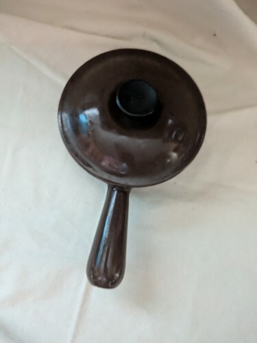 Vintage Le Creuset 14 Marron Fonte Émail Sauce Théière Poêle Bouchon France 5.5 Item image 7