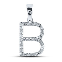 10kt White Gold Womens Round Diamond Initial B Letter Pendant 1/4 Cttw - £286.67 GBP