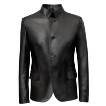Chaqueta de cuero negra para hombre, talla casual SML XL XXL 3XL, hecha a medida - £115.24 GBP