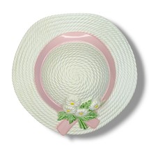 Vintage Burwood Bonnet Hat Plastic Wall Flower Pocket Pink Ribbon &amp; Daisies - $19.95