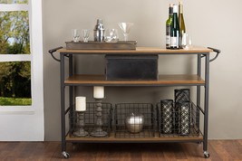 Brown Lancashire Wood And Metal Kitchen Cart From Baxton Studio. - £126.25 GBP