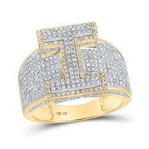 10kt Two-tone Gold Mens Round Diamond I Initial Letter Ring 1-1/5 Cttw - £1,188.85 GBP