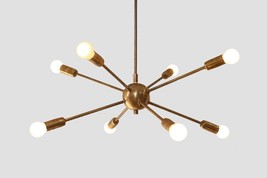 8 Light Mid Century Brass Sputnik chandelier light Fixture Home Decor - £220.11 GBP