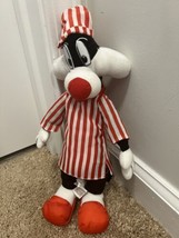Warner Brothers Looney Tunes Sylvester in Pajamas Plush Toy 15&quot; 1997 - £10.04 GBP
