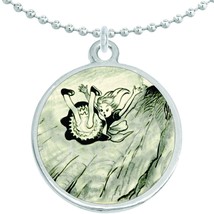 Alice Down the Rabbit Hole Round Pendant Necklace Beautiful Fashion Jewelry - £8.54 GBP