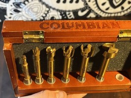 Columbian Woodworking 3/8&quot; Shank Titanium Bit Set 7 Piece Wooden Box 1/4... - $14.00