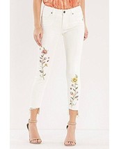 MISS ME Ankle Skinny Jeans Size 27 White Embroidered Floral EUC - £27.75 GBP