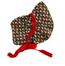 Doll Hat Prairie Bonnet Pink Floral with  Ribbon Tie  - $14.85