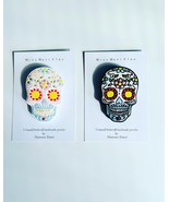 Sugar skull clay brooches, gift for her and him - £38.50 GBP