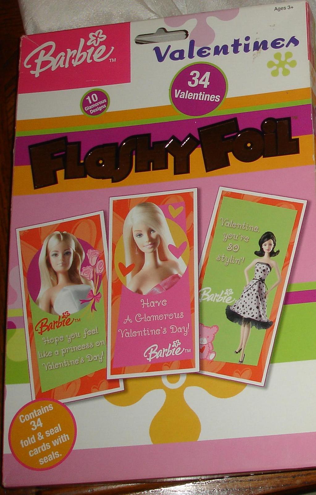 Barbie doll boxed Fancy Foil Valentines from 2004 by Mattel n Paper Magic photos - $9.99