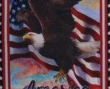 23" X 44" Bald Eagle Flag USA America the Beautiful Cotton Fabric Panel ... - $10.99