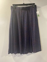 Lularoe Llr Madison Size Lg Flowy Skirt Navy Blue Red And Yellow Mini Dots #724 - £30.16 GBP