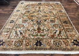 Indian Agra Rug 8x10, Wool Vintage Handmade Carpet, Gray Brown - £2,398.06 GBP