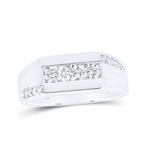 Authenticity Guarantee 
10kt White Gold Mens Round Diamond Flat Top Band Ring... - £1,517.89 GBP