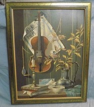 Vtg PBN Violin Memories Still Life Paint by Numbers Painting Art 18&quot;x24&quot; Amazing - £33.30 GBP