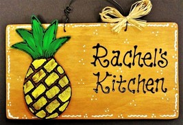 Pineapple Personalize Kitchen Name Sign Decor Tropical Wall Art Hanger Plaque - £25.51 GBP