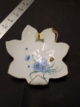 Vintage Limoge Blue Porcelain Trinket Dish Floral, Bee, Butterfly, Gold Trim  - £11.13 GBP