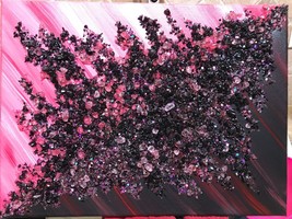 ~Black and Pink~✨Glitter Crushed/Broken Glass, Canvas Painting, Abstract... - $40.98