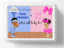 Basketball Free Throws  Pink Bows Edible Image Gender Reveal Edible Cake Topper - £11.33 GBP+